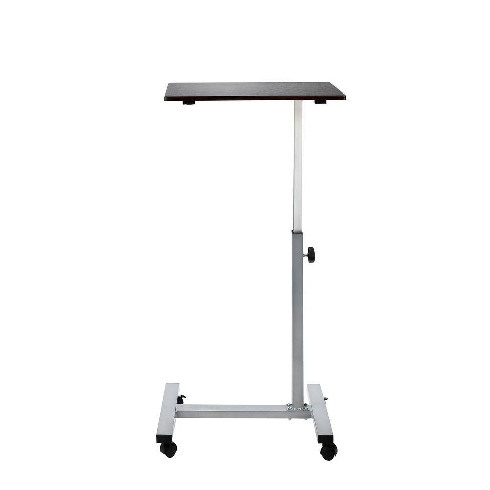 Silver Adjustable Height Rolling Laptop Desk with Wheels