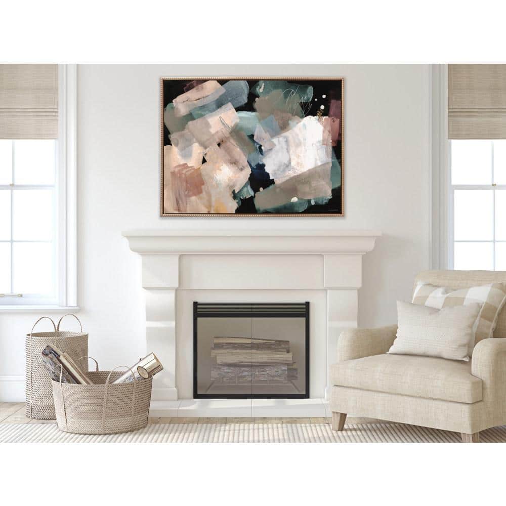 Sylvie Beaded Nebula Abstract Framed Canvas in Gold, 31.5"x41.5"
