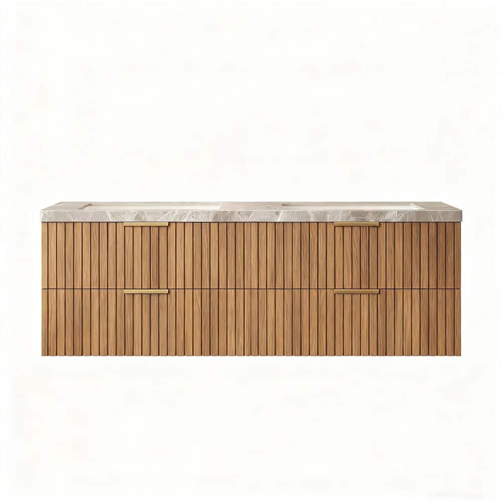60 in. Floating Espresso Bath Vanity with Gray Italian-Style Sintered Stone Top and Ceramic Basin Assembled price history on PriceWatchPro