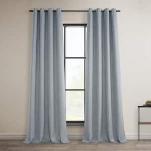 Heather Grey Faux Linen Grommet Room Darkening Curtain - 50 in. W x 120 in. L (1 Panel)