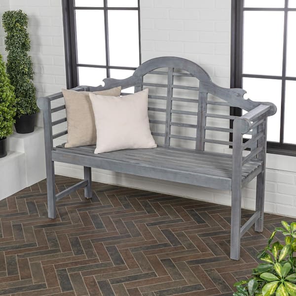 Lutyens 51.2 in. Wood 3-Seat Arched 600 lbs. Support Acacia Outdoor Garden Patio Bench, Gray