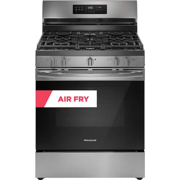 30 in. 5.1 cu. ft. 5 Burner Freestanding Self-Cleaning Gas Range in Stainless Steel with Air Fry