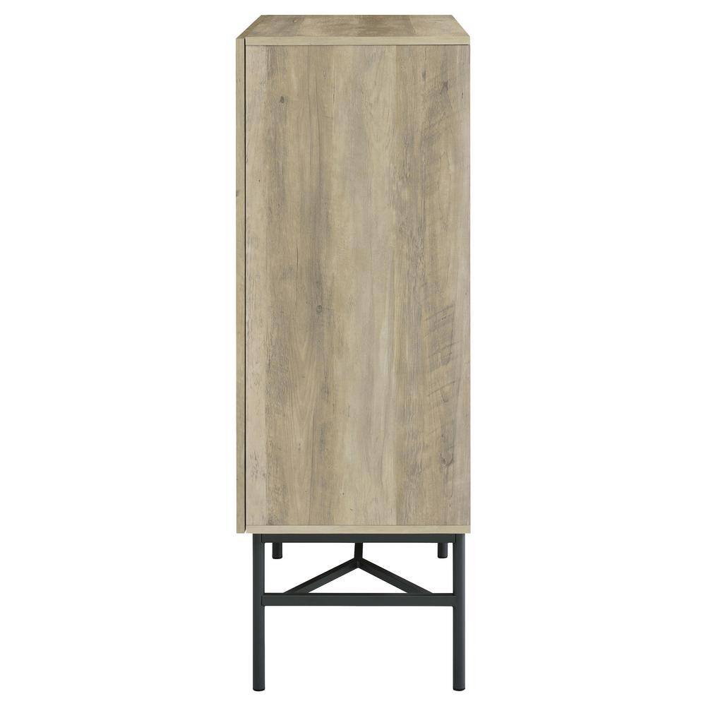 Light Brown Pine 2-Door Glass Display Cabinet