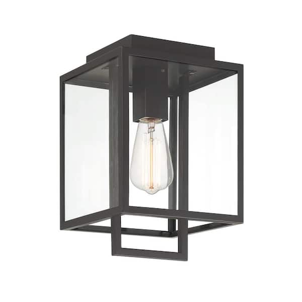 LNC Canes 10.2-in W Black Outdoor Flush Mount Light
