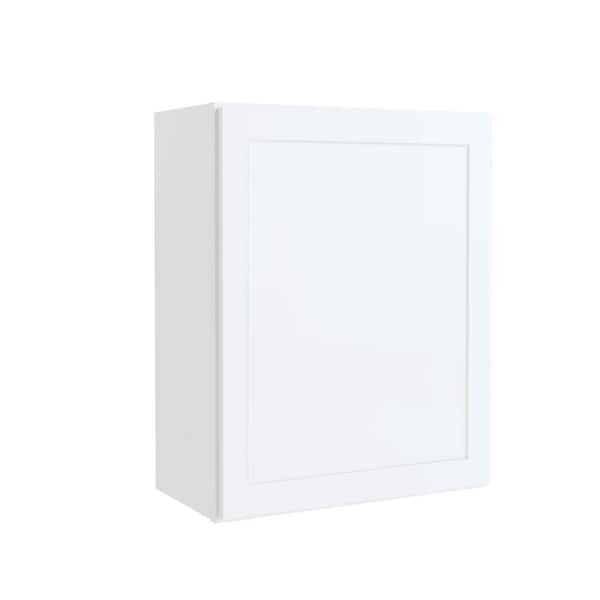 Hampton Bay Courtland 24 in. W x 12 in. D x 30 in. H Assembled Shaker Wall Kitchen Cabinet in Polar White
