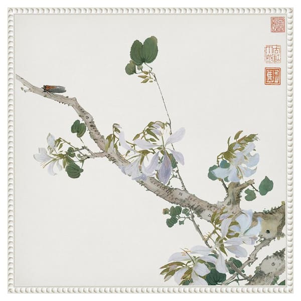 Amanti Art Insects and Flowers IV by Ju Lian 22 in. W x 22 in. H. Canvas Wall Art Print Framed in White