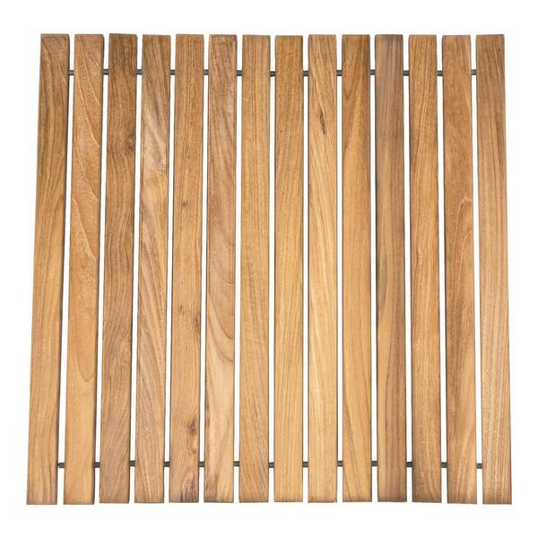 Nordic Style 24 in. x 24 in. Natural Beige Teak Indoor and Outdoor Shower/Bath Mat