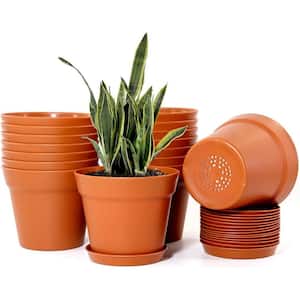 Modern 6 in. L x 6 in. W x 5 in. H Orange Plastic Round Indoor Planter (16-Pack)