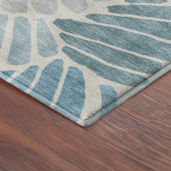 Mayfield Premium Machine Washable Abstract AMF2384 Teal 8 ft. x 10 ft. Area Rug
