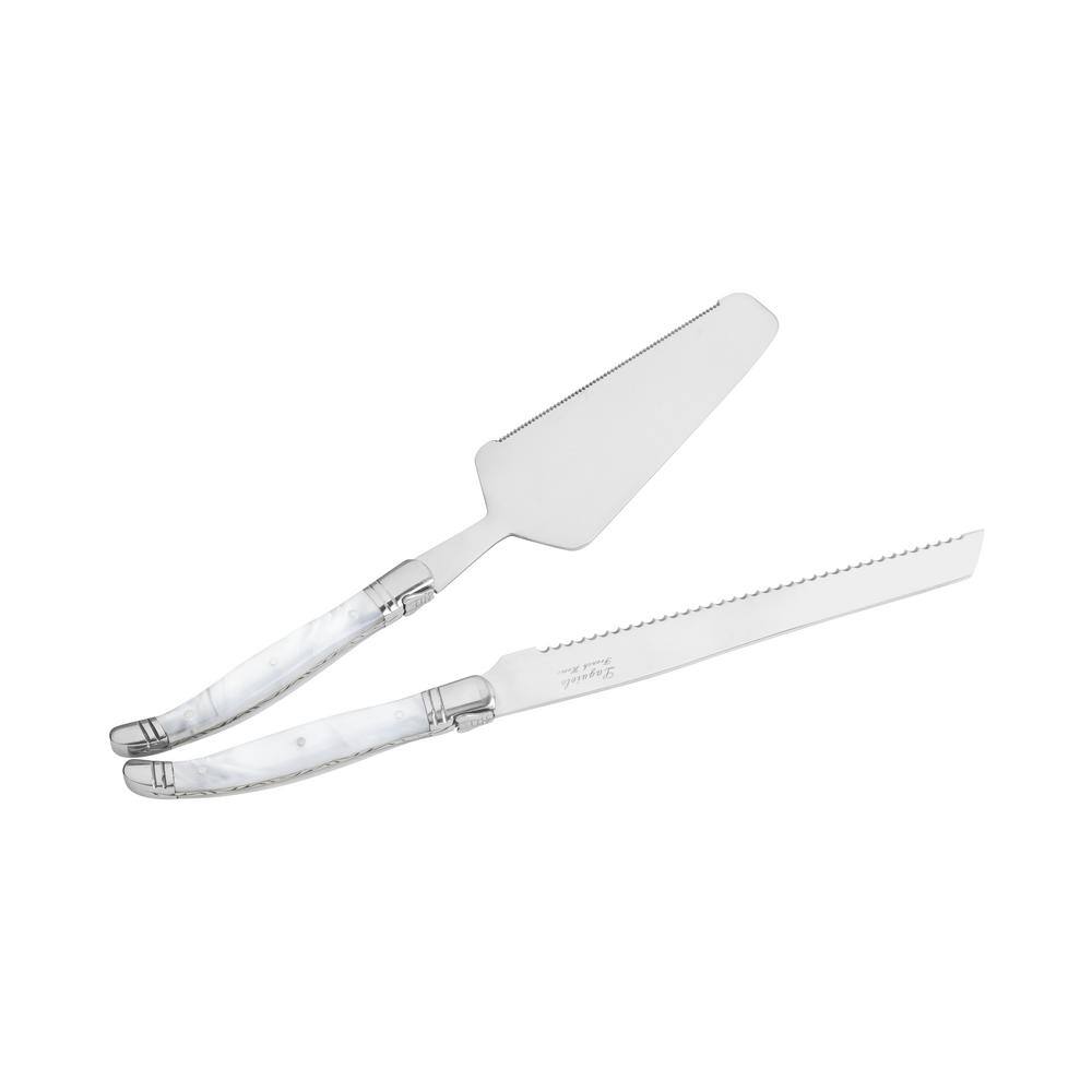 French Home Laguiole Connoisseur 2-Piece Cake and Pie Server Set with Pearl White Handles (Set of 2)