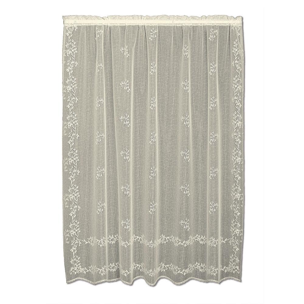 Heritage Lace Ecru Floral Lace Rod Pocket Sheer Curtain 60 In W X 84 In L 8220e 6084 The Home Depot