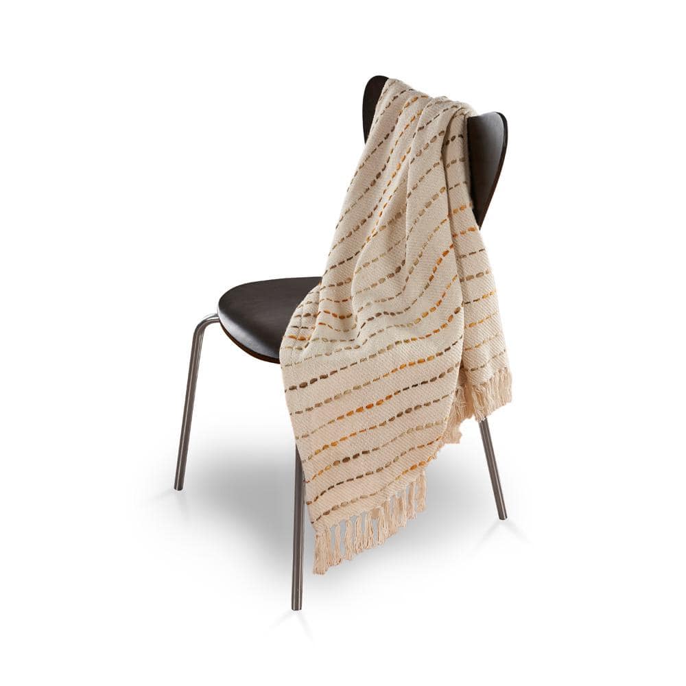 Elegant Boho Striped Cotton Throw Blanket with Fringe 50" x 60"