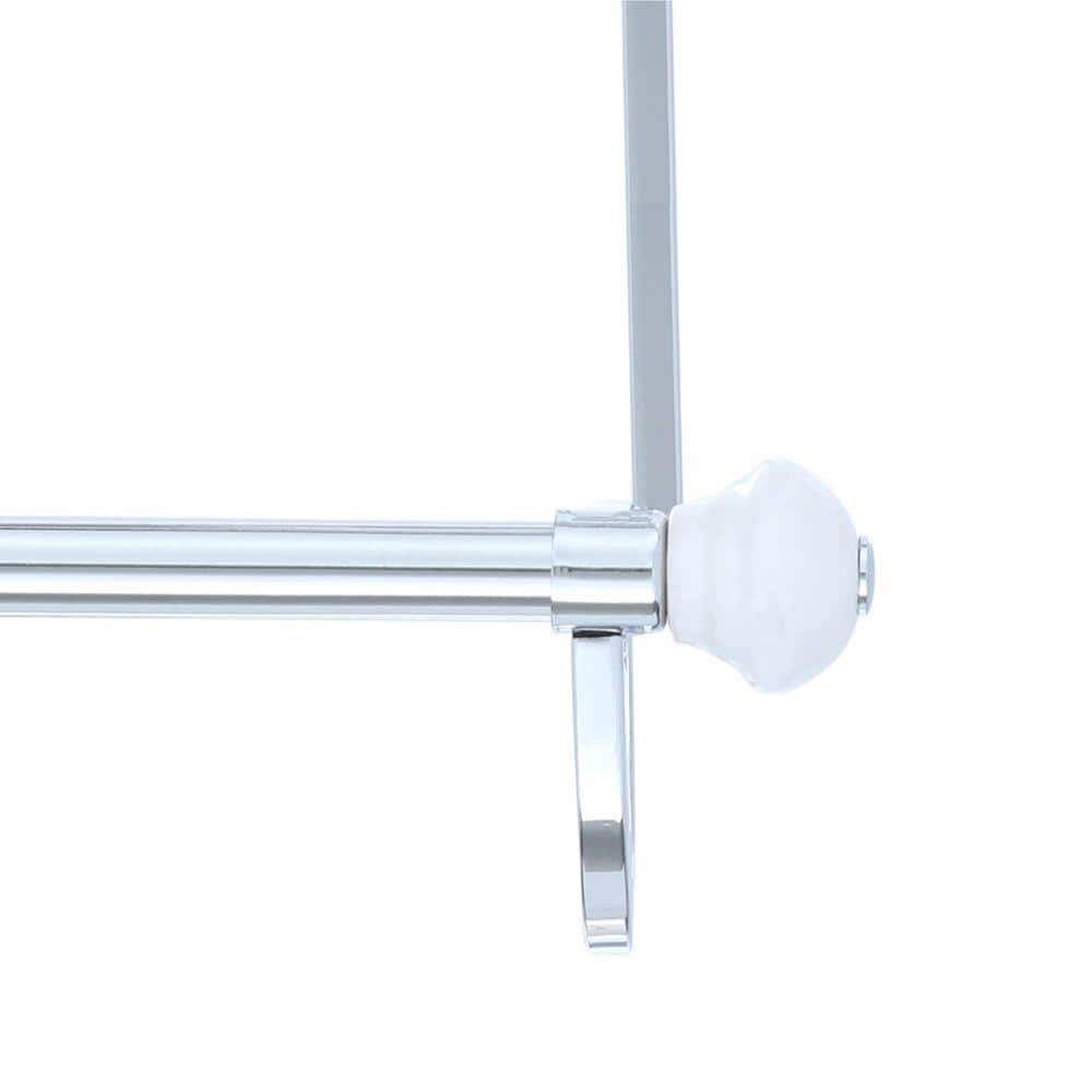 Chrome Over the Door 3-Bar Towel Rack with White Accents