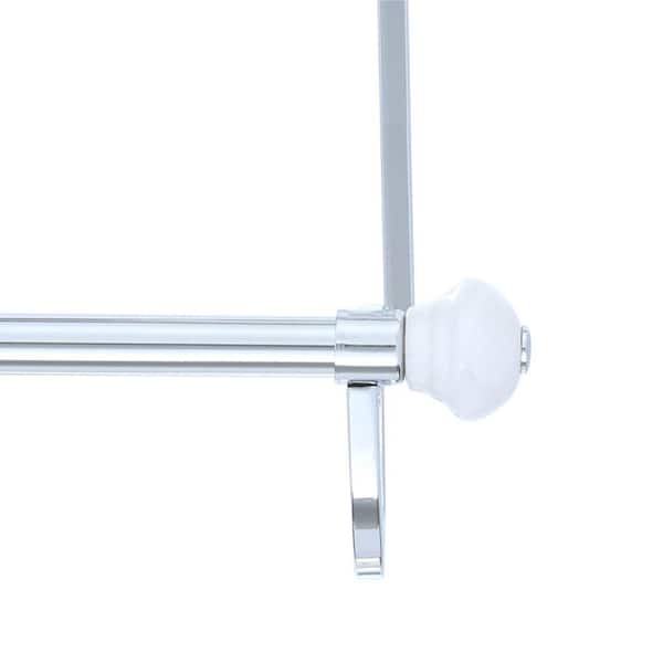 York Over Shower Door Towel Rack-3 in White and Chrome