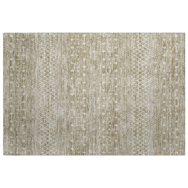 Dream Shag Premium Machine Washable Abstract ADS709 Taupe 3 ft. x 4 ft. Area Rug