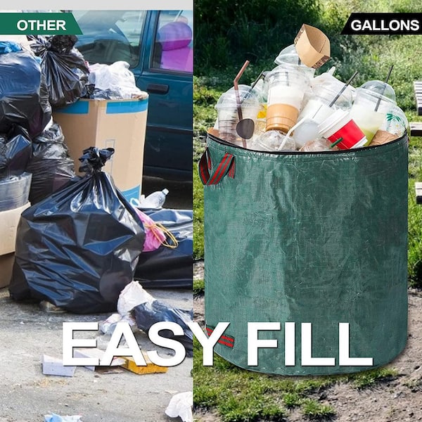 MEKKAPRO Big Gulp Lawn Bags, 3-Pack 72 gallons Leaf Bags with Reinforced  Handles, Reusable Yard Waste Bags, Garden Waste Bag, Garden Bags for  Debris