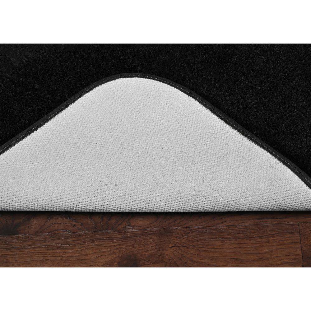 Traditional Black Nylon 2-Piece Washable Bath Rug Set
