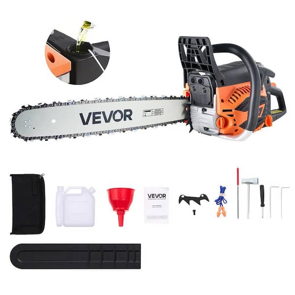 62 cc Gas Chainsaw, 20-in., 3.8 HP, Non-Slip Handle, Dual Fuel Tanks, for Wood Cutting, Tree Trimming, and Land Clearing