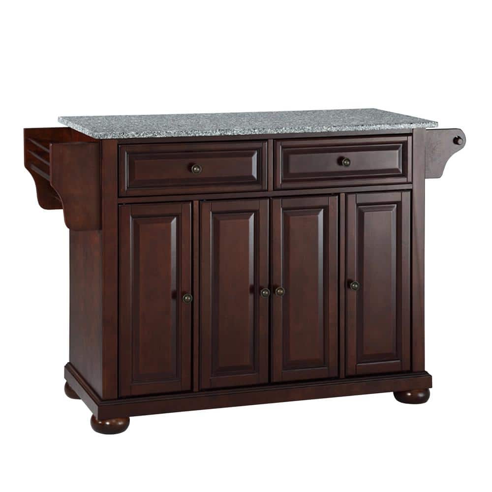 Alexandria Mahogany Kitchen Island with Granite Top and Storage