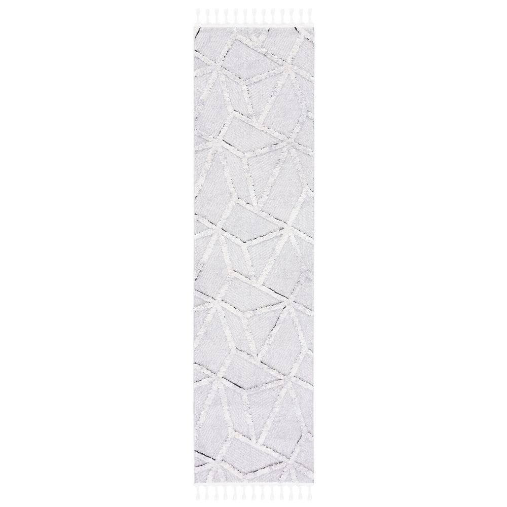 Marrakesh 2 ft. x 8 ft. Gray/Ivory Geometric High-Low Runner Rug price history on PriceWatchPro