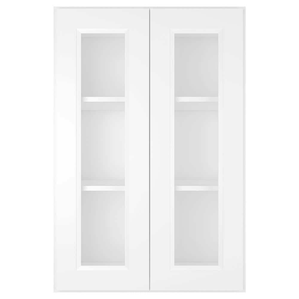 24 in W X 12 in D X 36 in. H in Raised Panel White Plywood Ready to Assemble Wall Kitchen Cabinet with 2-Doors 3-Shelves price history on PriceWatchPro