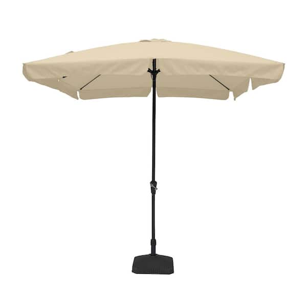 Clihome 8 ft. x 10 ft. Square Crank Design Skirt with Skylight Outdoor Market Umbrella in Beige with Base