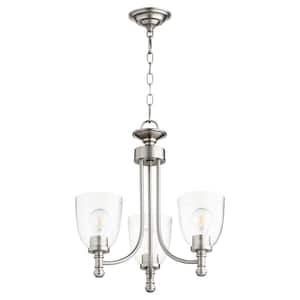 Rossington 3-Light Satin Nickel Chandelier with Clear Seeded Glass