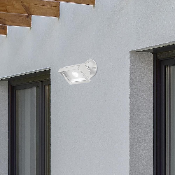EnviroLite White Integrated LED Outdoor Line Voltage Security Flood Light with Clear Glass