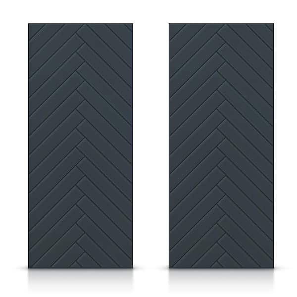 CALHOME 48 in. x 80 in. Hollow Core Charcoal Gray Painted Composite MDF Interior Double Closet Sliding Doors