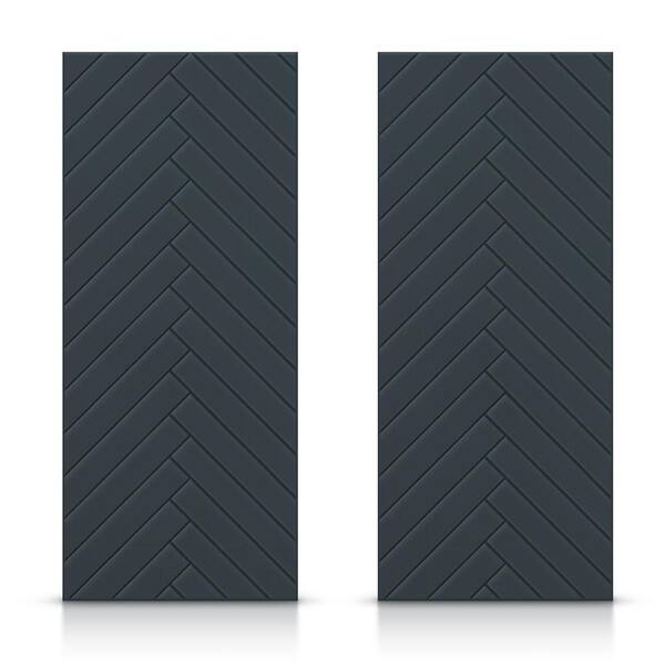 CALHOME 84 in. x 80 in. Hollow Core Charcoal Gray Painted Composite MDF Interior Double Closet Sliding Doors