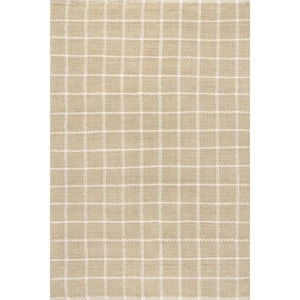 Ella 4 ft. x 6 ft. Hand Woven Jute Farmhouse Checkered Flatweave Natural Indoor Area Rug