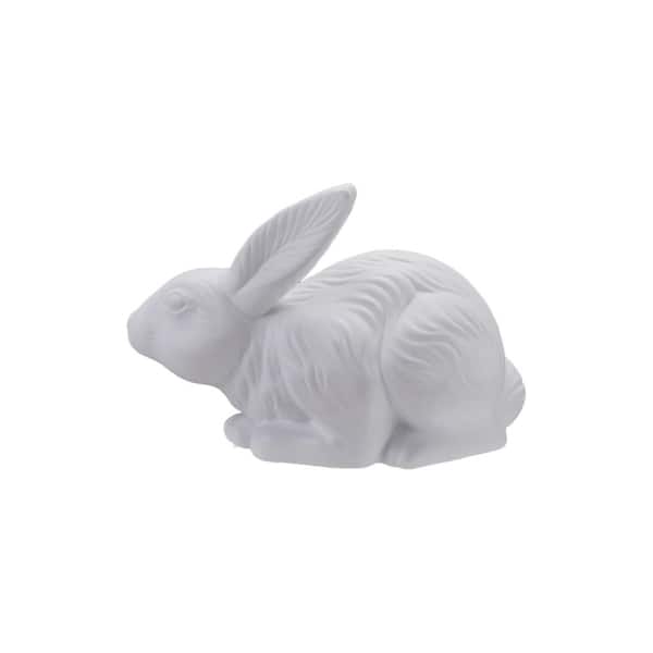 Storied Home 7.3 in. Bisque White Stoneware Rabbit Shaped Table Lamp