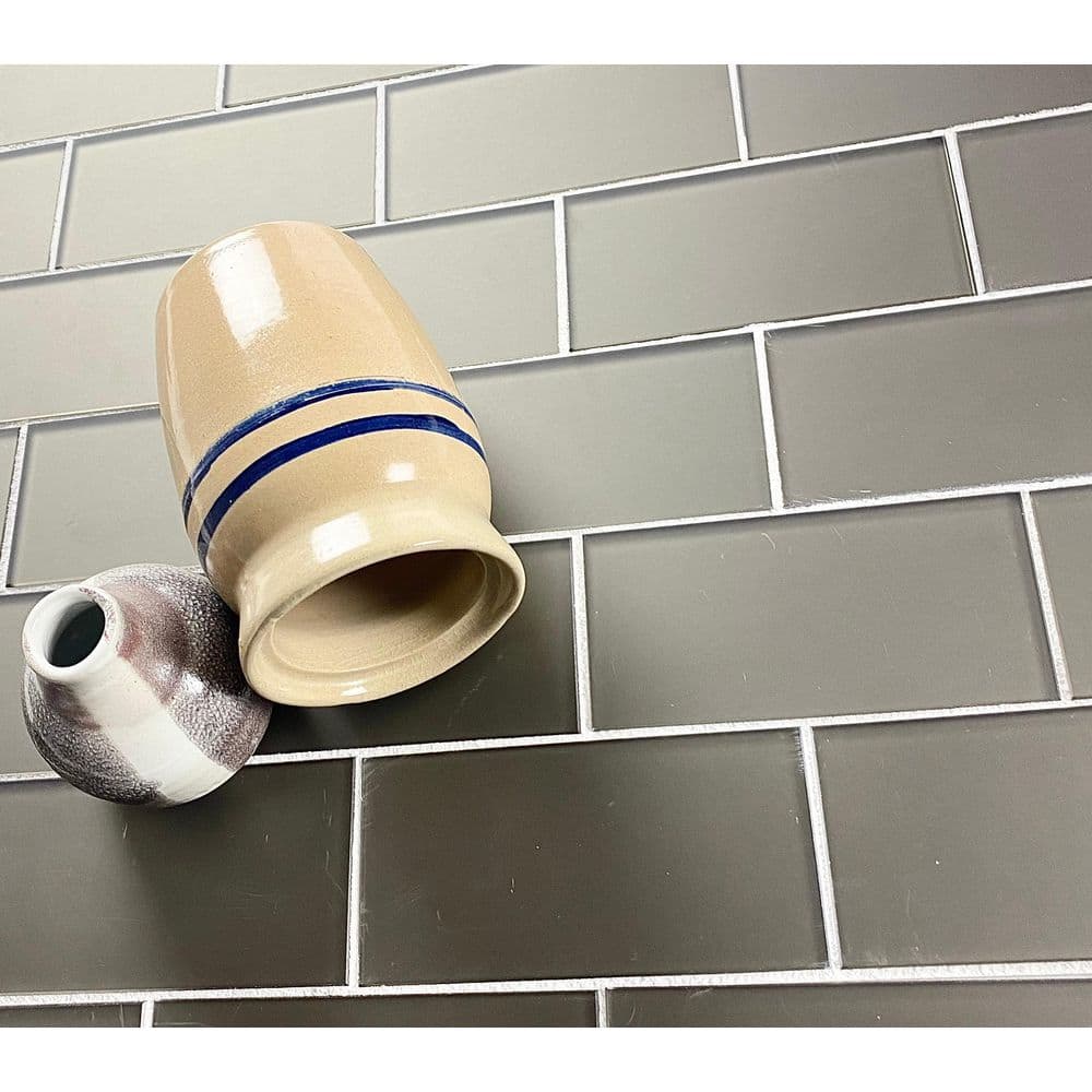 Matte Bronze 3" x 6" Glass Subway Tile