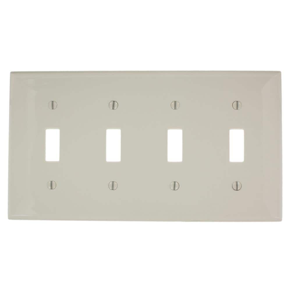 Light Almond 4-Gang Toggle Switch Wallplate in Thermoplastic Nylon