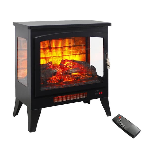 21 in. 400 sq. ft. Electric Stove with 3-Sided 3D Flame in Black, Remote, 1400W Heat, CSA/UL Certified
