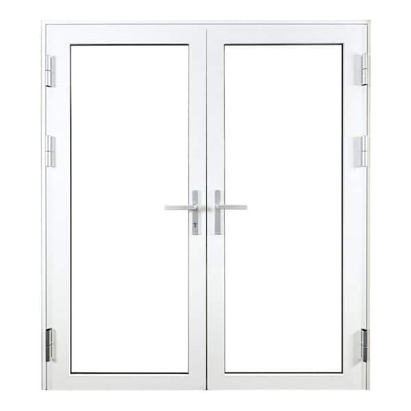 Teza F65 Series 61. 5 x 80 in. Aluminum French Door Full Lite LH Outswing-White