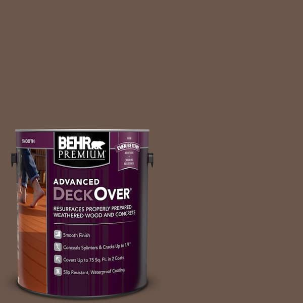 BEHR Premium Advanced DeckOver 1 gal. #SC-201 English Brown Smooth Solid Color Exterior Wood and Concrete Coating