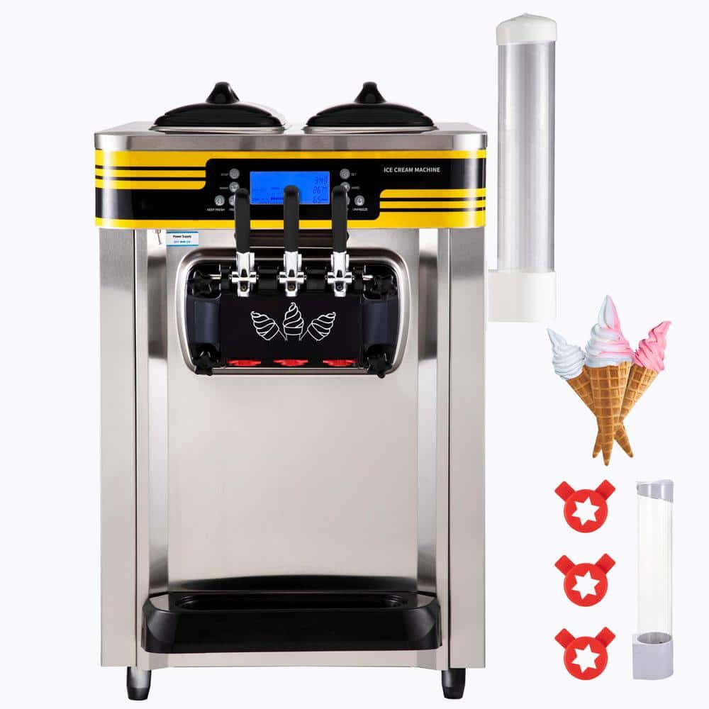 Commercial Ice Cream Maker 12.68 qt. 22-30L/H Yield, 2350W Countertop Soft Serve Ice Cream Maker Stainless Steel