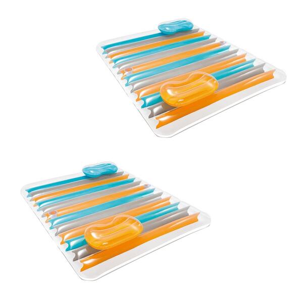 Intex Inflatable Double Pool Lounge Mat with Pillows and Cup Holders (2-Pack)