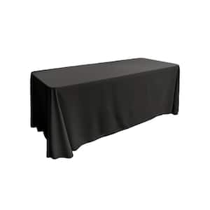 90 in. x 156 in. Black Polyester Poplin Rectangular Tablecloth
