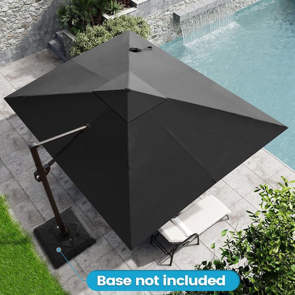 Crestlive Products 9 ft. x 11.5 ft. Outdoor Rectangular 360° Rotation Cantilever Tilt Patio Umbrella in Black