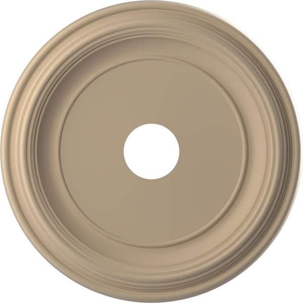 Ekena Millwork 1 in. O.D. x 3-1/2 in. I.D. x 1-1/2 in. P Traditional Thermoformed PVC Ceiling Medallion, UltraCover Satin Smokey Beige
