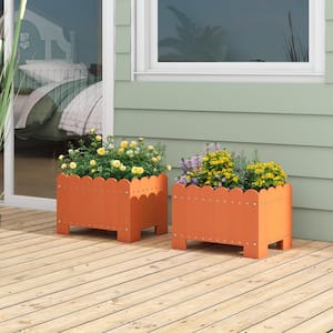 2-Pack Plastic Rectangular Planter Box with Drainage Gaps for Front Porch Garden Balcony