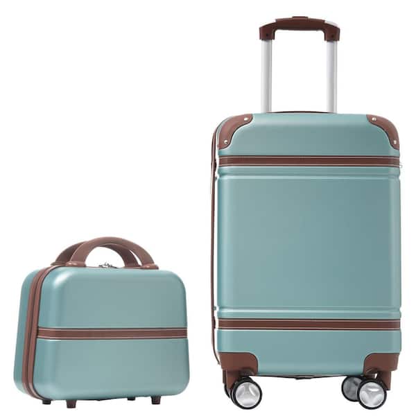 Aoibox 2-Piece 20 in. Green Hardside Luggage Set with Spinner Wheels and Cosmetic Case