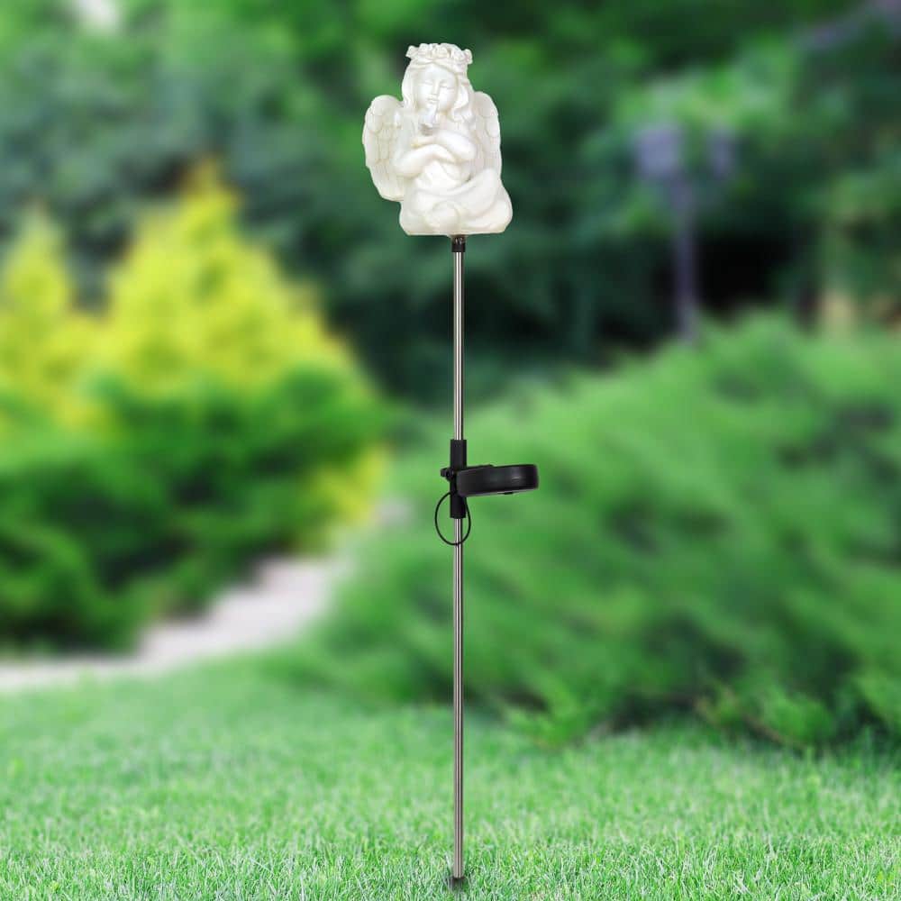 Solar Little Girl Angel Resin Garden Stake with LED Light