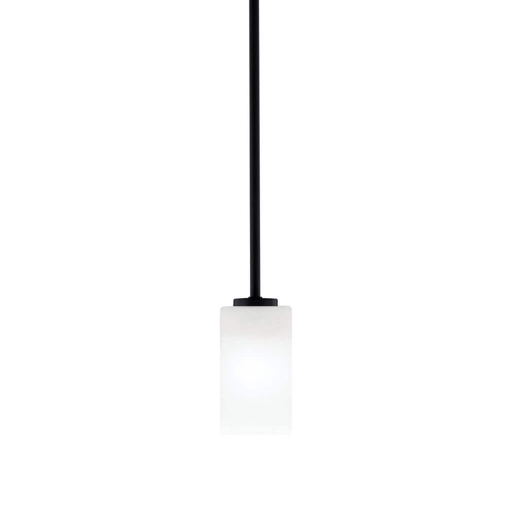 Cottonwood 100-Watt 1-Light Matte Black Shaded Pendant Light w/ 3.5 in. Squ