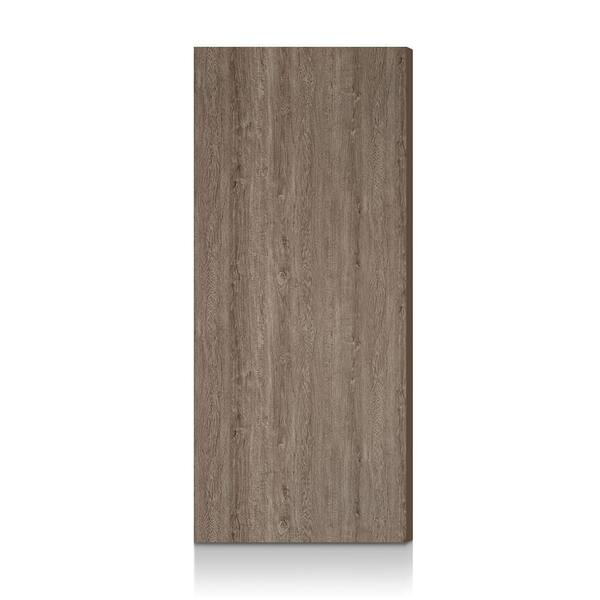 CALHOME 28 in. x 82 in. Smoked Oak Texture Flush Hollow Core