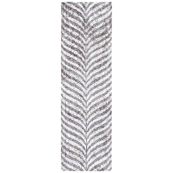 Restoration Vintage 2 ft. x 8 ft. Gray/Ivory Distressed Herringbone Runner Rug