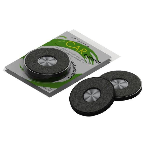 The CARpster Metal Disk Design Carpeted Car Cupholder Beverage Coaster
