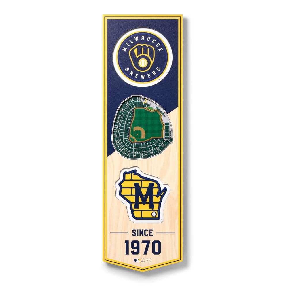 YouTheFan MLB Milwaukee Brewers 6 in. x 19 in. 3D Stadium Banner